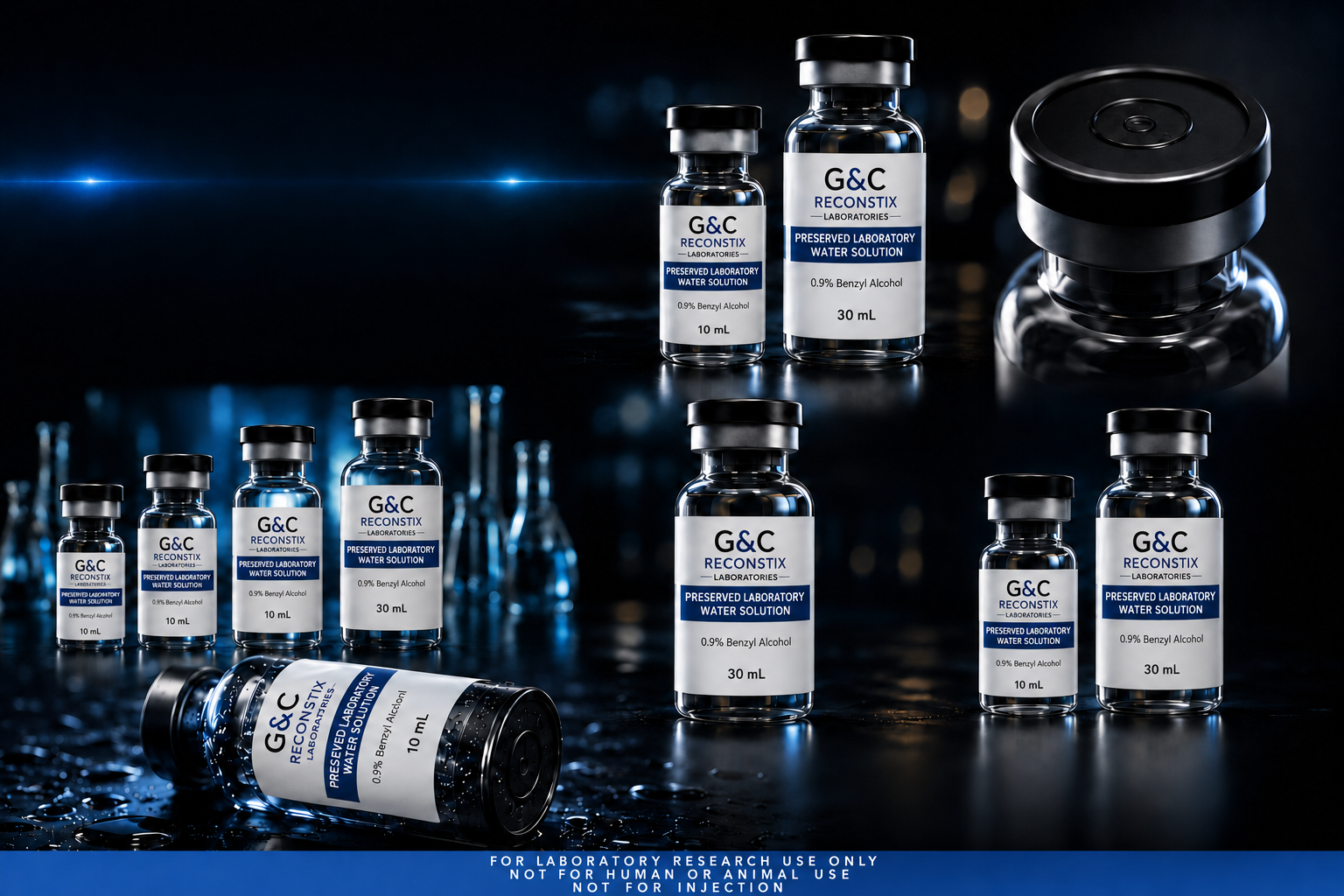 G&C Reconstix research-use vial packaging displayed in a laboratory setting